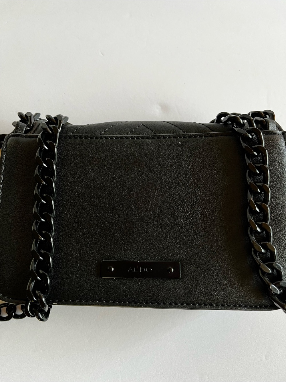 Chain moto alt emo goth grunge Aldo Black Quilted Crossbody with Chain Strap